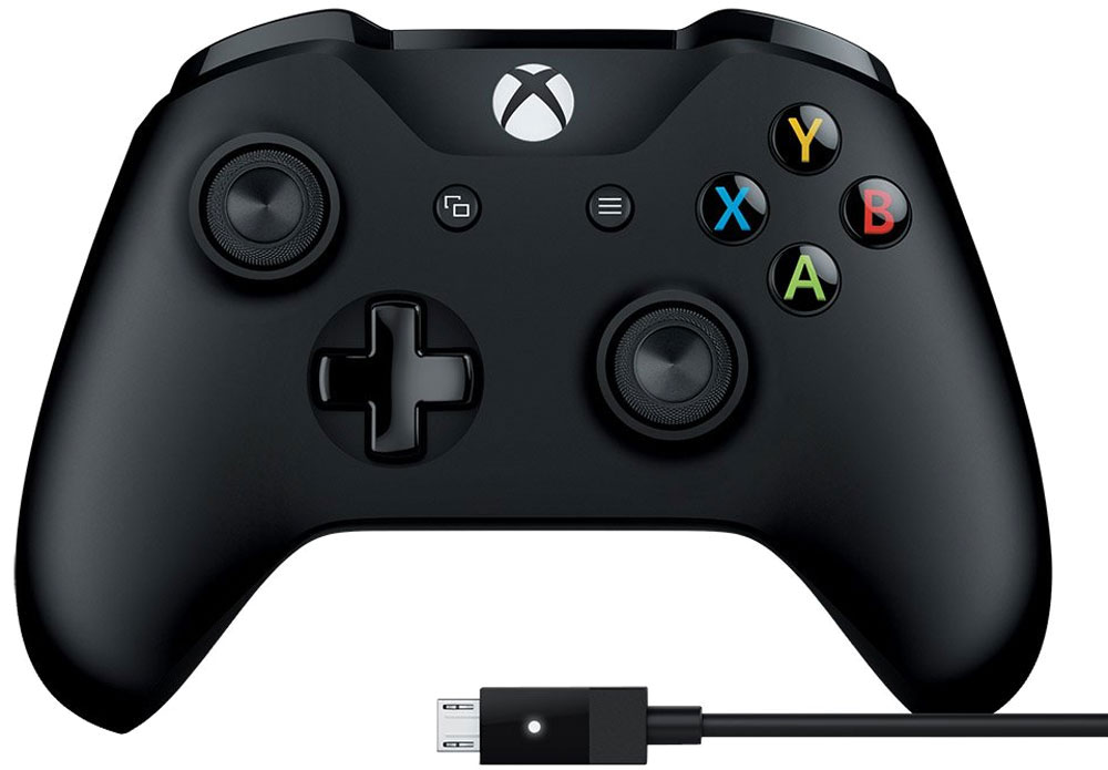 Microsoft Xbox Controller, Black геймпад + кабель для Windows