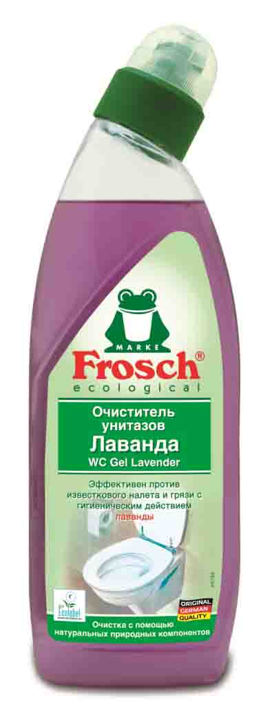 Чистящее средство "Frosch" предназначено для чистки унитазов. Очиститель удаляет естественным образом известь, мочевой камень, грязь с унитаза, благодаря лавандовому экстракту, обладающему гигиеническим действием, и натуральных (фруктовых) кислот. Удобный наклон дозатора позволяет легко наносить гель под кромку унитаза. Очиститель удаляет неприятные запахи и оставляет чистоту и свежий аромат цветков лаванды. Торговая марка Frosch специализируется на выпуске экологически чистой бытовой химии. Для изготовления своей продукции Frosch использует натуральные природные компоненты. Ассортимент содержит все необходимое для бережного ухода за домом и вещами. Продукция эффективно удаляет загрязнения, оберегает кожу рук и безопасна для окружающей среды. Товар сертифицирован. Состав: менее 5% анионные ПАВ, ароматизирующие добавки, лавандовое масло, лимонная кислота, загустители, косметические красители. Объем: 750 мл.    Как выбрать качественную бытовую химию, безопасную для природы и людей. Статья OZON Гид