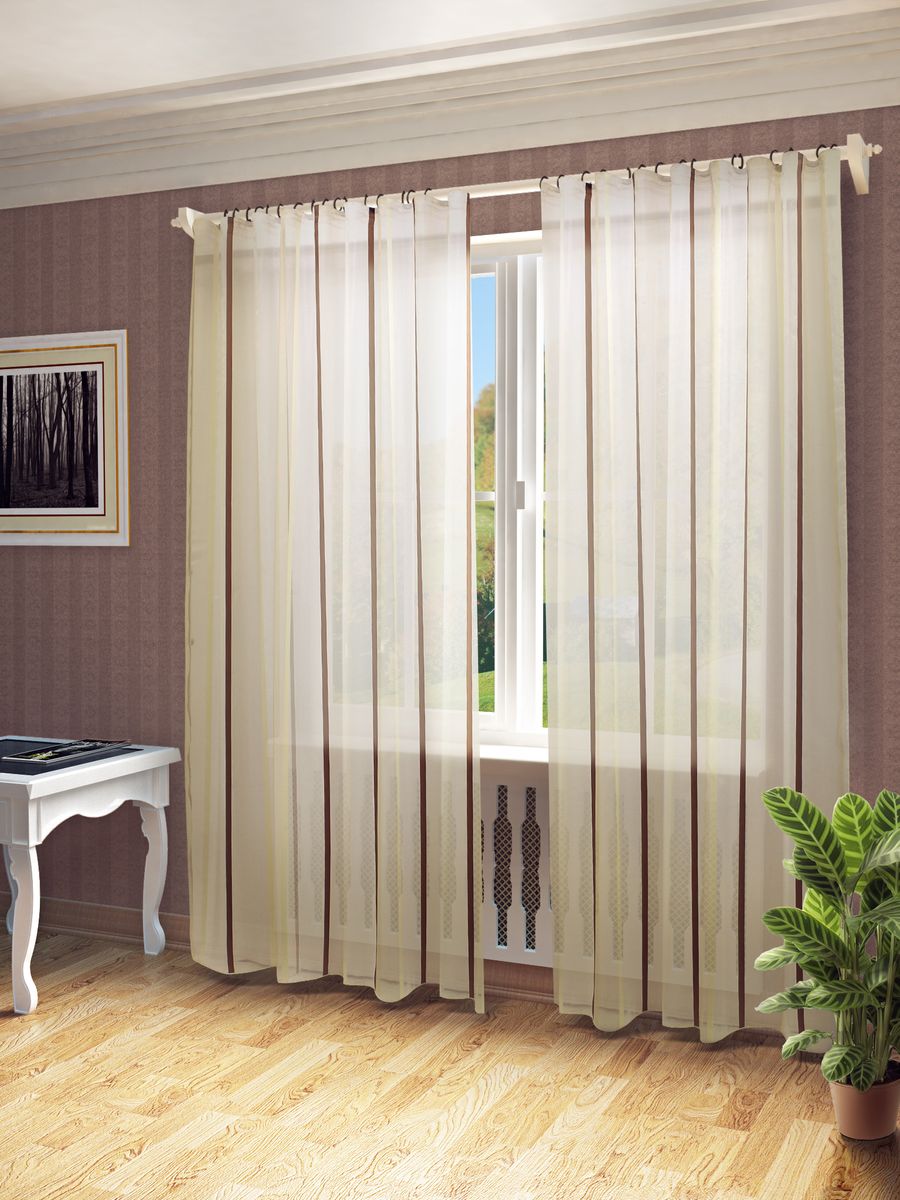 Тюль Sanpa Home Collection Холли, на ленте, цвет: бежевый, коричневый, высота 280 смHP10462/2/1E Холли бежево-коричнев, , 300*280 см Тюль Sanpa Home Collection Холли, на ленте, цвет: бежевый, коричневый, высота 280 смHP10462/2/1E Холли бежево-коричнев, , 300*280 смТюль Холли нежного цвета изготовлена из полуорганзы. Воздушная ткань привлечет к себе внимание и идеально оформит интерьер любого помещения. Тюль сделает ваш интерьер более нежным, воздушным и невесомым. Можно драпировать окно только тюлью или только портьерами, но вместе они создают идеальную композицию. Мы рекомендуем под однотонные портьеры нейтральных тонов подбирать сложносочиненную тюль, с изысканной вышивкой и орнаментом, а под портьеры с рисунком или ярких тонов - выбирать тюль с минималистичным рисунком или вообще без него.Крепление к карнизу осуществляется при помощи вшитой шторной ленты.