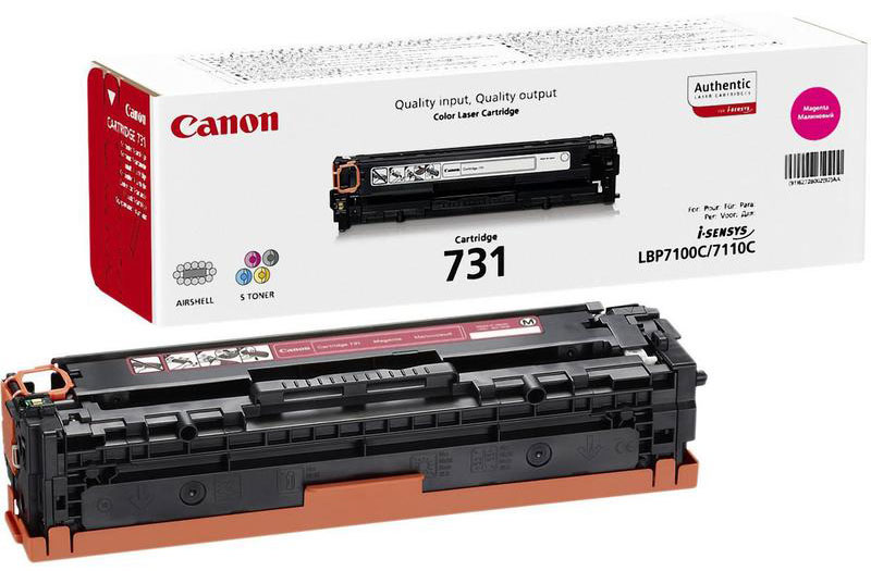Canon 731, Magenta картридж для LBP7100Cn/7110Cw6270B002 Canon 731, Magenta картридж для LBP7100Cn/7110Cw6270B002Используя картридж 731, вы можете быть уверены, что ваши отпечатки всегда будут идеально четкими. Ресурс печати приблизительно 1500 страниц гарантирует, что картридж прослужит так долго, как вам это нужно.