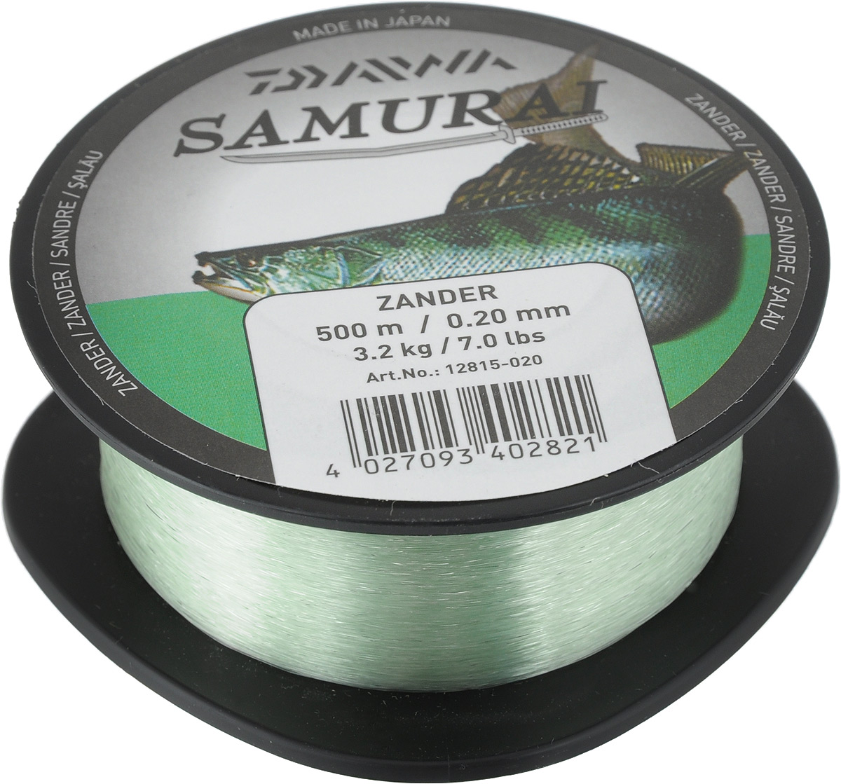 Леска Daiwa Samurai Zander, цвет: светло-зеленый, 500 м, 0,2 мм, 3,2 кг antonia zander блузка