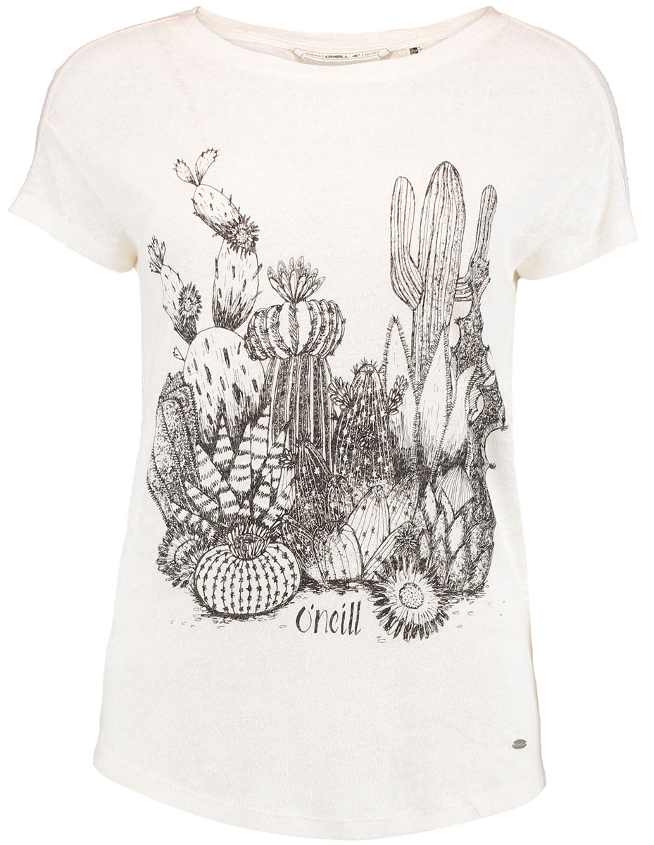 Футболка женская ONeill Lw Cali Nature T-Shirt, цвет: белый. 7A8645-1030. Размер XS (42/44)7A8645-1030 Футболка женская ONeill Lw Cali Nature T-Shirt, цвет: белый. 7A8645-1030. Размер XS (42/44)7A8645-1030Легкая женская футболка ONeill выполнена из вискозы с добавлением льна. Модель имеет стандартную посадку, короткий рукав со спущенным швом и круглый вырез горловины. Футболка дополнена оригинальным рисунком.