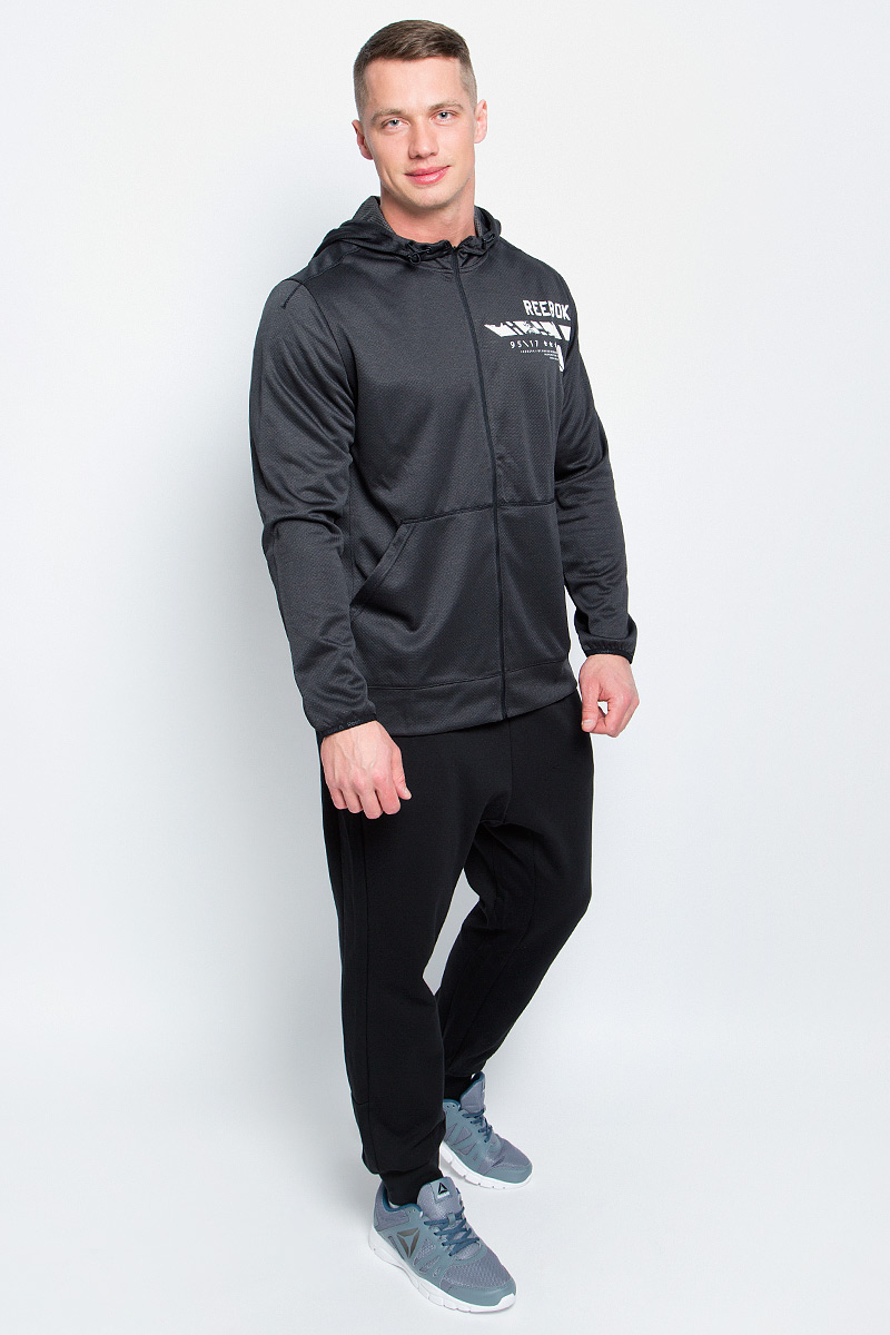 Толстовка мужская Reebok Wor Elitage Group F, цвет: темно-серый. BK3279. Размер S (44/46)BK3279 Толстовка мужская Reebok Wor Elitage Group F, цвет: темно-серый. BK3279. Размер S (44/46)BK3279Мужская толстовка Reebok выполнена из полиэстера. Приятная на ощупь мягкая ткань двойного плетения не стесняет движений. Технология Speedwick отводит влагу с поверхности тела, оставляя ощущение сухости и комфорта. У модели удобная застежка-молния по всей длине. Манжеты и окантовка низа изготовлены из того же материала, что и сама толстовка. Накладные карманы спереди для хранения необходимых мелочей.