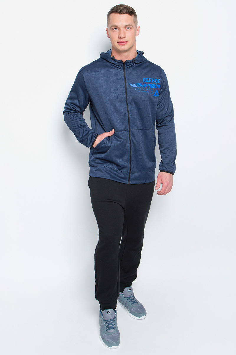 Толстовка мужская Reebok Wor Elitage Group F, цвет: темно-синий. BK3269. Размер L (52/54)BK3269 Толстовка мужская Reebok Wor Elitage Group F, цвет: темно-синий. BK3269. Размер L (52/54)BK3269Мужская толстовка Reebok выполнена из полиэстера. Приятная на ощупь мягкая ткань двойного плетения не стесняет движений. Технология Speedwick отводит влагу с поверхности тела, оставляя ощущение сухости и комфорта. У модели удобная застежка-молния по всей длине. Манжеты и окантовка низа изготовлены из того же материала, что и сама толстовка. Накладные карманы спереди для хранения необходимых мелочей.