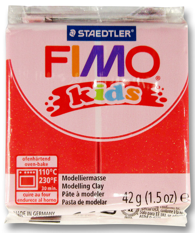 Fimo Kids Полимерная глина с блестками цвет красный