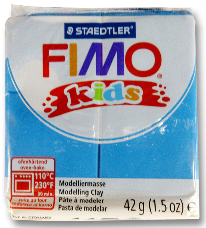 Fimo Kids Полимерная глина с блестками цвет голубой