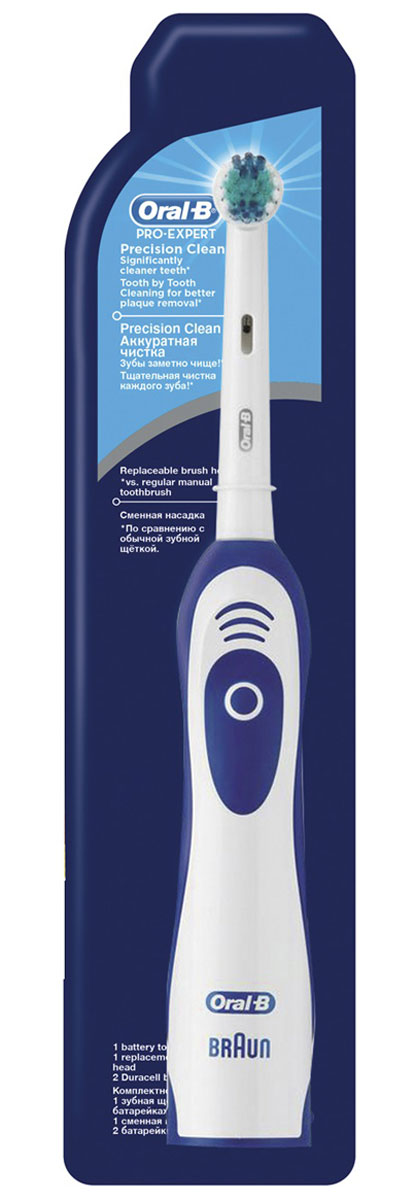Детская зубная щетка Oral-B DB4 на батарейках84850536 Детская зубная щетка Oral-B DB4 на батарейках84850536Oral-B – марка зубных щеток №1, используемая большинством стоматологов мира!** на основании международных опросов P&G среди репрезентативной выборки стоматологов, проводимых регулярно, в т.ч. 2013-2015 гг.Зубная щетка на батарейках - самая доступная из зубных щеток Oral-B с возвратно-вращательной технологией.Подходит для детей с 3 лет.Комплектуется сменной насадкой Oral-B Stages с укороченными экстрамягкими щетинками.