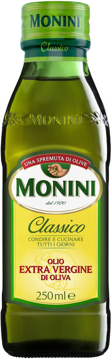 Monini масло оливковое Extra Virgin, 250 мл1610005/1 Monini масло оливковое Extra Virgin, 250 мл1610005/1Monini Extra Virgin - оливковое масло первого холодного отжима. Монини – одна из немногих занимающихся оливковым маслом компаний, которая до сих пор осталась семейной. Даже сегодня, владелец Дзеферино Монини, лично дегустирует и отбирает масла перед тем, как его разольют в бутылки. Масло изготавливается из оливок, выращиваемых на полях, не обрабатываемых пестицидами и другими химическими удобрениями. Оливки собираются вручную и подвергаются первой выжимке методом холодного прессования.