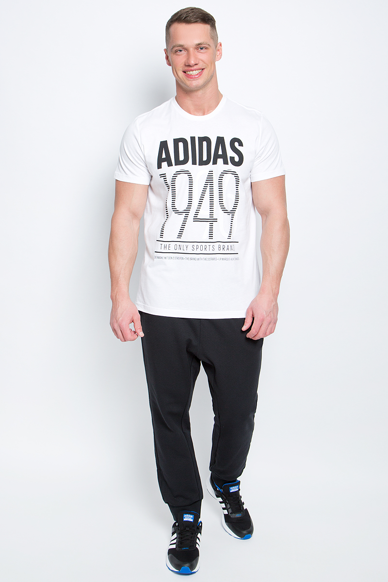 Футболка мужская adidas Adi 49, цвет: белый. BK2790. Размер L (52/54)BK2790 Футболка мужская adidas Adi 49, цвет: белый. BK2790. Размер L (52/54)BK2790Мужская футболка adidas Adi 49 выполнена из натурального хлопка. Модель с короткими рукавами и круглым вырезом горловины оформлена буквенным принтом контрастного цвета.