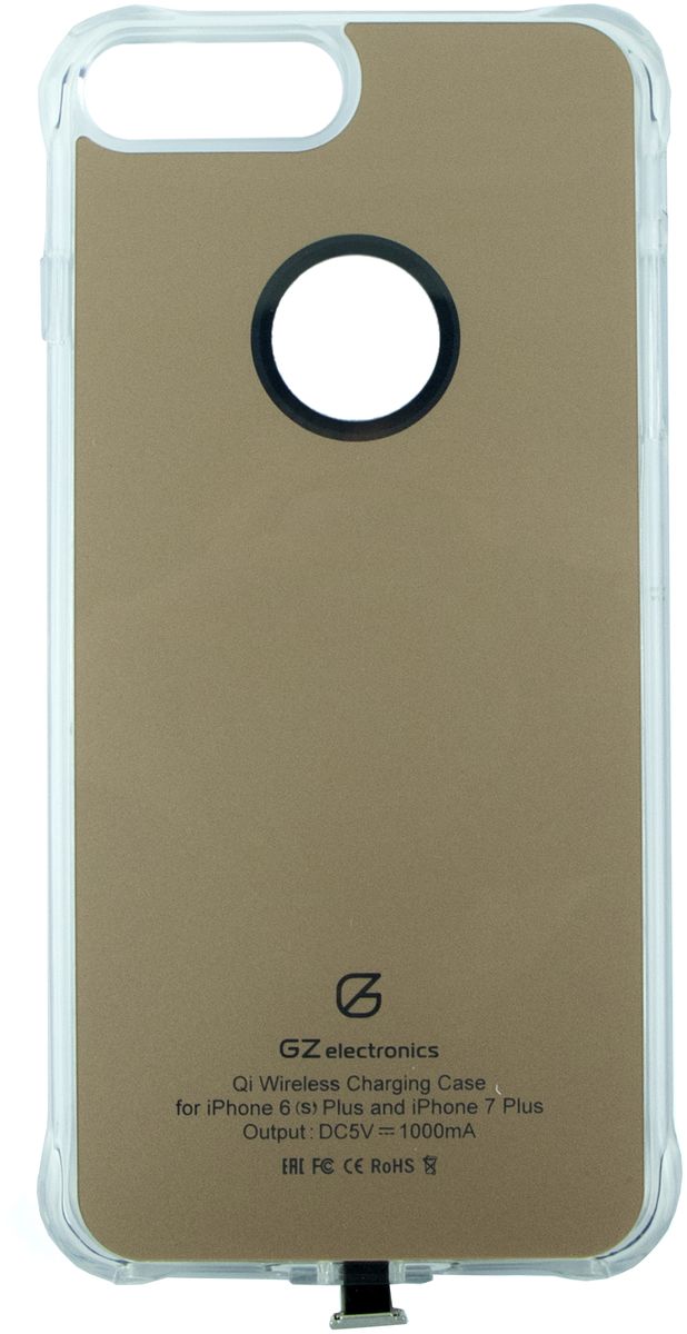 GZ electronics GZ-ACI7+ чехол для беспроводной зарядки для iPhone 6 Plus/ 6s Plus, 7 Plus/ 7s Plus, GoldGZ-ACI7+(GD) GZ electronics GZ-ACI7+ чехол для беспроводной зарядки для iPhone 6 Plus/ 6s Plus, 7 Plus/ 7s Plus, GoldGZ-ACI7+(GD)Чехол для беспроводной зарядки стандарта QI для iPhone 6 Plus, 6s Plus, 7 Plus, 7s Plus, гибкий каркас из полиуретана легко одевается на смартфон и надежно защищает от царапин, падения и деформации, разъем lightning, чипсет Texas Instruments для ускорения зарядки, защита от замыканий, перегрузок, напряжения и перегрева, автоматическое отключение при 100% зарядке, выходное напряжение и ток 5В 1А, в комплекте чехол, инструкция, гарантийный талон, материал пластик
