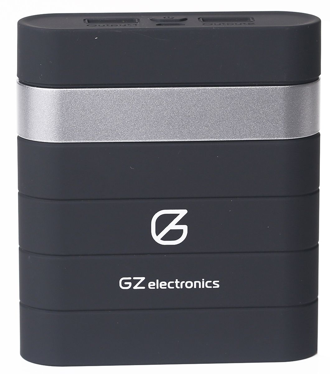 GZ electronics GZ-B10K внешний аккумулятор (10000 мАч)GZ-B10K(BK) GZ electronics GZ-B10K внешний аккумулятор (10000 мАч)GZ-B10K(BK)Портативный аккумулятор (PowerBank) в корпусе Soft Touch, емкость батареи 10000 мАч, два порта USB, LED индикация уровня заряда, защита от замыканий, перегрузок, напряжения и перегрева, автоматическое отключение при 100% зарядке, время заряда аккумулятора 3,5 часа, полное напряжение батареи 4,15 – 4,2 В, режим заряда линейный, CC/CV, напряжение заряда 5 В ± 5%, выходное напряжение 5 В, выходной ток (работа) 2,1 А пост. тока, выходной ток (ожидание) 0,3 А пост. тока, в комплекте PowerBank, переходник Lightning, кабель microUSB, инструкция, гарантийный талон, материал: пластик