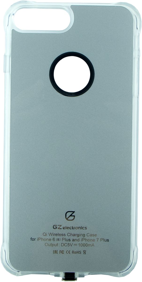 GZ electronics GZ-ACI7+ чехол для беспроводной зарядки для iPhone 6 Plus/ 6s Plus, 7 Plus/ 7s Plus, SilverGZ-ACI7+(SG) GZ electronics GZ-ACI7+ чехол для беспроводной зарядки для iPhone 6 Plus/ 6s Plus, 7 Plus/ 7s Plus, SilverGZ-ACI7+(SG)Чехол для беспроводной зарядки стандарта QI для iPhone 6 Plus, 6s Plus, 7 Plus, 7s Plus, гибкий каркас из полиуретана легко одевается на смартфон и надежно защищает от царапин, падения и деформации, разъем lightning, чипсет Texas Instruments для ускорения зарядки, защита от замыканий, перегрузок, напряжения и перегрева, автоматическое отключение при 100% зарядке, выходное напряжение и ток 5В 1А, в комплекте чехол, инструкция, гарантийный талон, материал пластик
