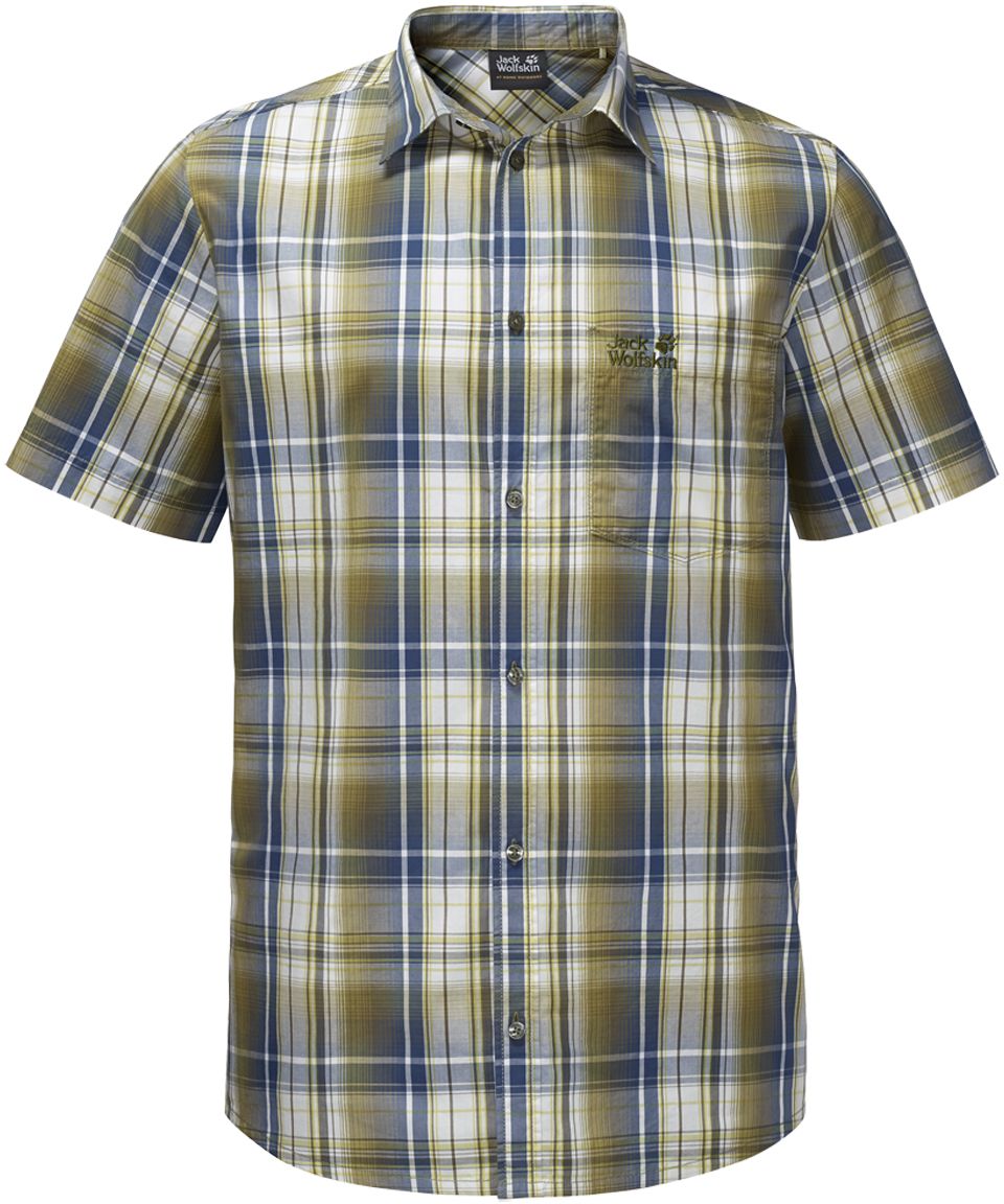 Рубашка мужская Jack Wolfskin Hot Chili Shirt M, цвет: оливковый, синий. 1400244-7531. Размер XXL (54)1400244-7531 Рубашка мужская Jack Wolfskin Hot Chili Shirt M, цвет: оливковый, синий. 1400244-7531. Размер XXL (54)1400244-7531Рубашка мужская Hot Chili Shirt M изготовлена из 100% натурального хлопка. В ней вы будете чувствовать себя комфортно в жаркую погоду. Модель отлично вентилируется и дает ощущение прохлады. Рубашка застегивается на пуговицы, имеет отложной воротник и короткие стандартные рукава. Спереди расположен накладной нагрудный карман. Рубашка дополнена принтом в клетку и логотипом бренда.