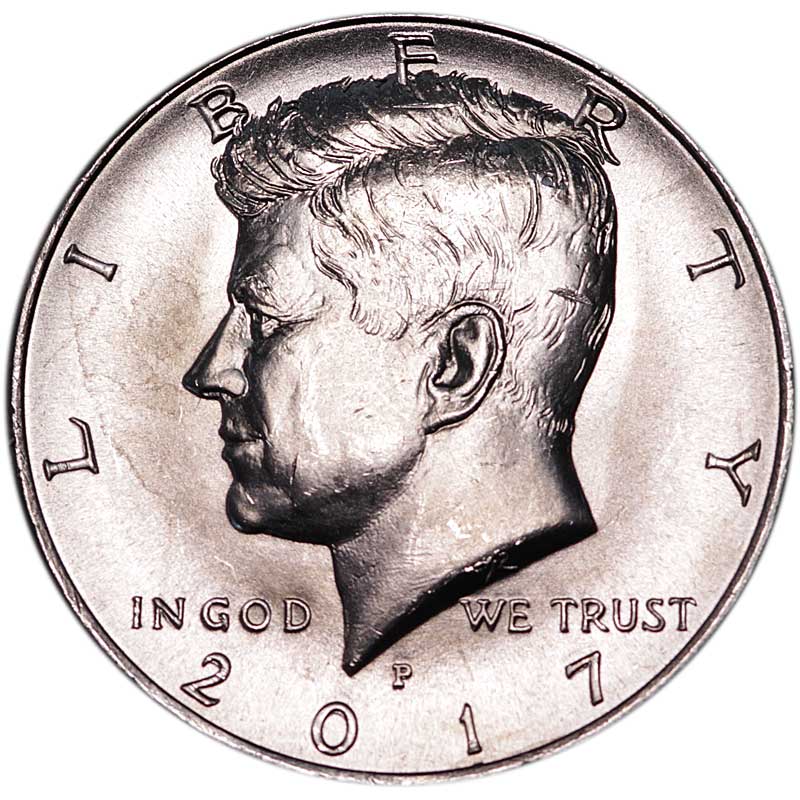 Монета номиналом 50 центов, Кеннеди. Двор P, медь, никель, США, 2017 год