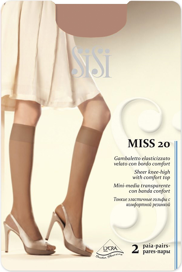 Гольфы Sisi Miss 20 New, цвет: Daino (загар), 2 пары. Размер универсальныйMiss 20 NEW Гольфы Sisi Miss 20 New, цвет: Daino (загар), 2 пары. Размер универсальныйMiss 20 NEWТонкие эластичные гольфы Sisi с комфортной резинкой и невидимым мыском. Плотность 20 DEN.