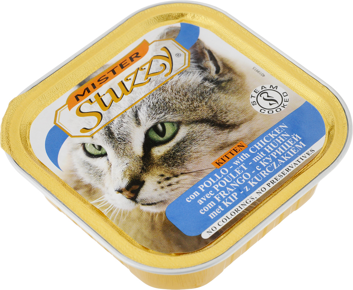 Консервы для котят Stuzzy Mister, с курицей, 100 г131.C212 Консервы для котят Stuzzy Mister, с курицей, 100 г131.C212Stuzzy Mister - это полнорационный корм, содержащий все необходимое для развития и роста котят. Корм обогащен таурином и витамином Е для поддержания правильной работы сердца и иммунной системы. Инулин обеспечивает всасывание питательных веществ, а биотин способствуют великолепному внешнему виду кожи и шерсти. Корм приготовлен на пару, не содержит красителей и консервантов. Товар сертифицирован.