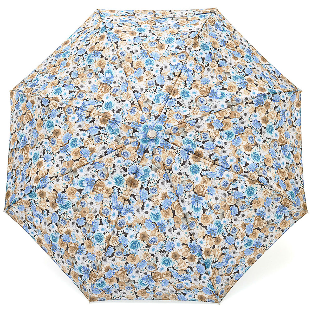 Зонт женский Stilla, автомат, 3 сложения, цвет: белый, голубой, песочный. 695/2 mini