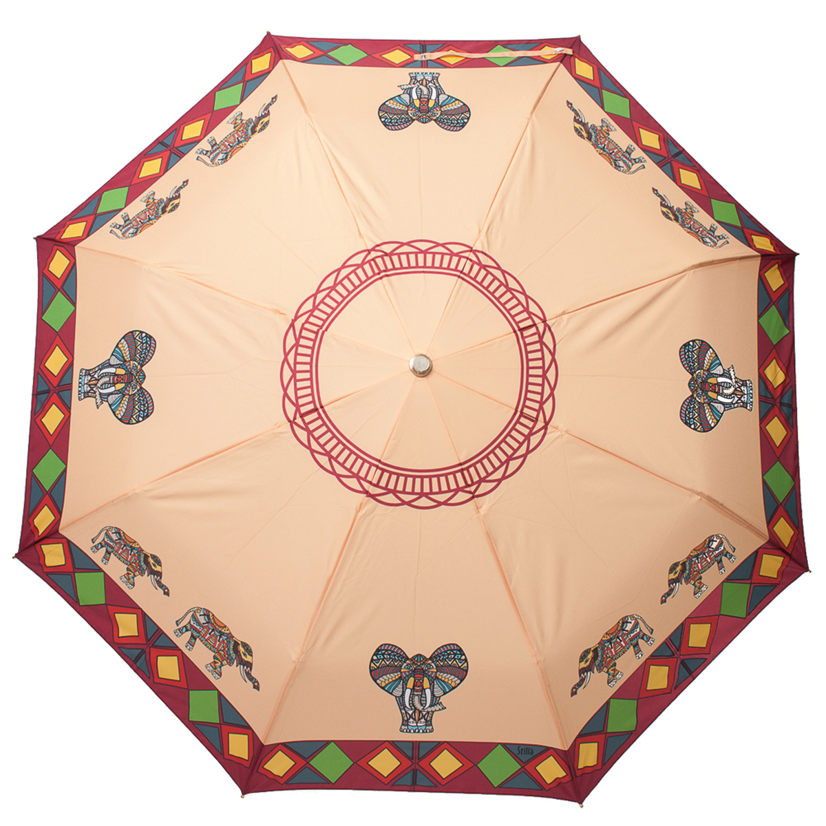Зонт женский Stilla, автомат, 3 сложения, цвет: бежевый, бордовый. 745/1 mini
