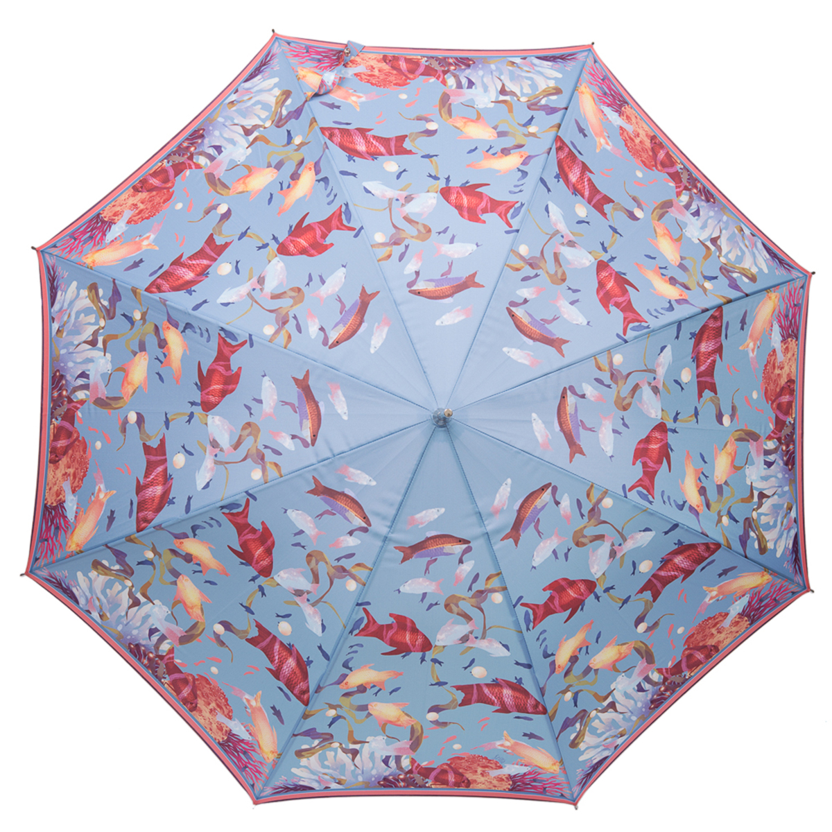 Зонт-трость женский Stilla, цвет: серо-голубой, красный. 756/1 auto