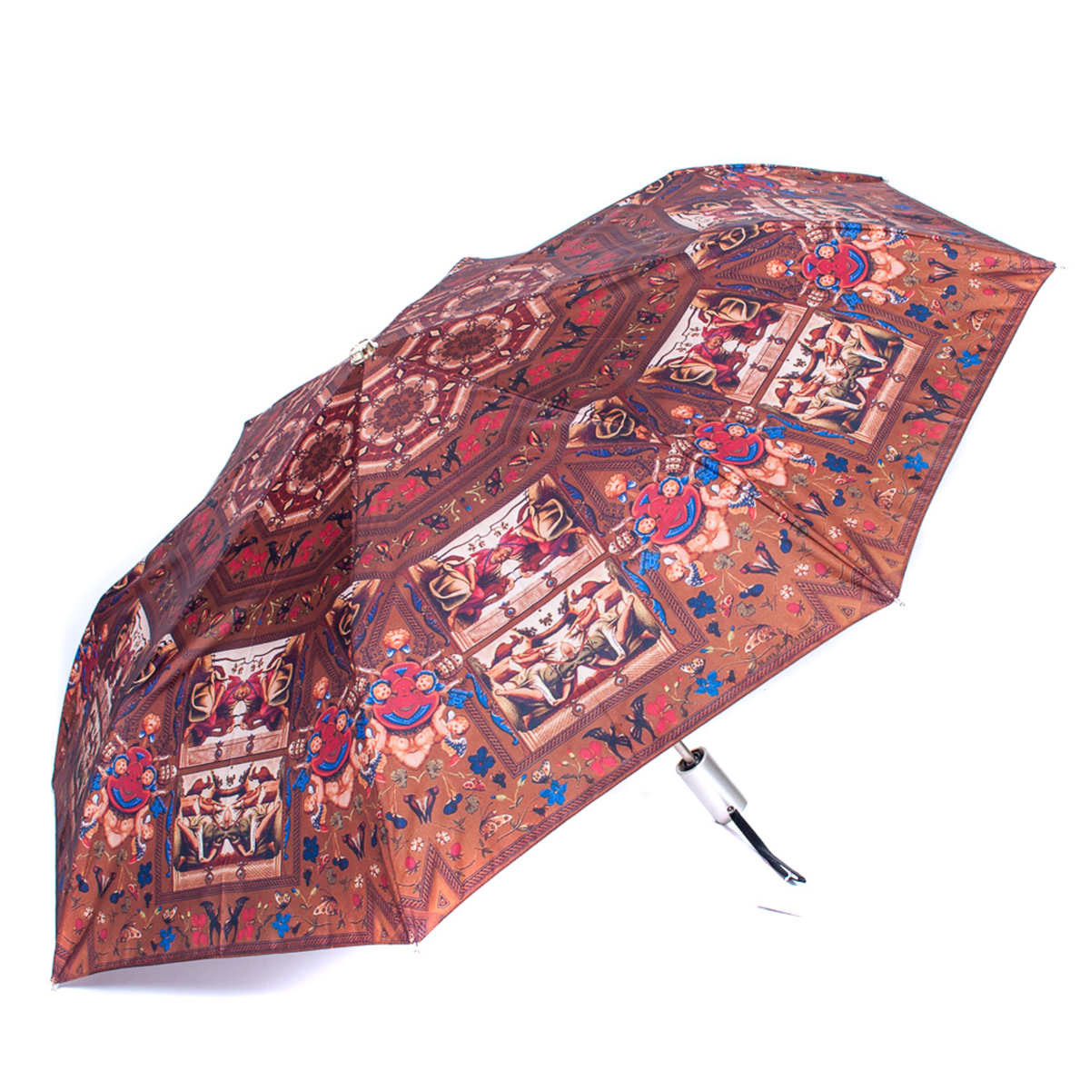 Зонт женский Slava Zaitsev, автомат, 3 сложения, цвет: коричневый. SZ-063