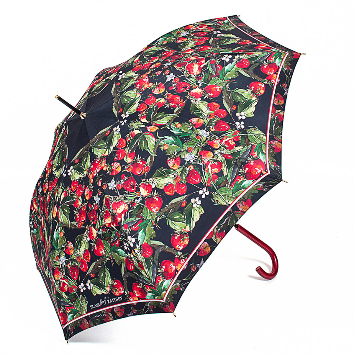 Зонт-трость женский Slava Zaitsev, автомат, цвет: черный, красный, зеленый. SZ-065/3