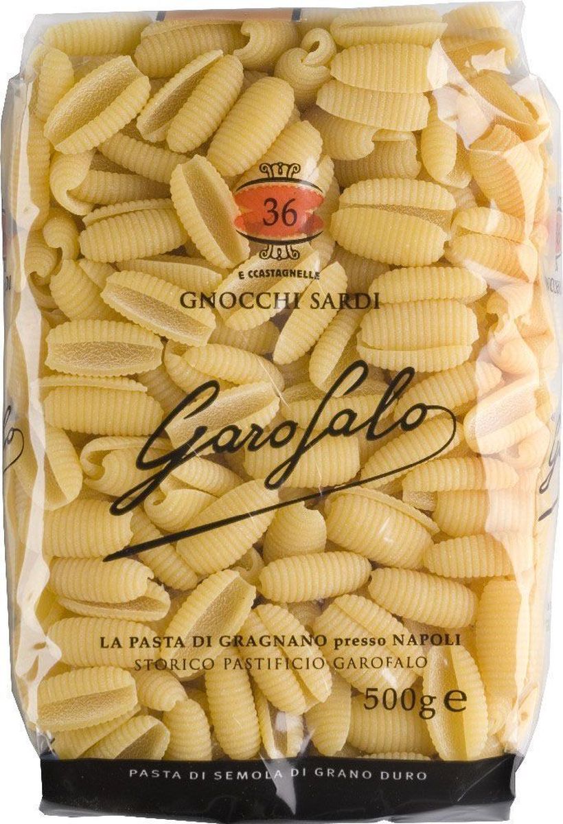 Garofalo Ньокки Сарди клецки рифленые № 36, 500 г259503 Garofalo Ньокки Сарди клецки рифленые № 36, 500 г259503Клецки рифленые используются как гарнир и как основное блюдо, подаются обычно с томатными соусами, но подойдет и любой другой.