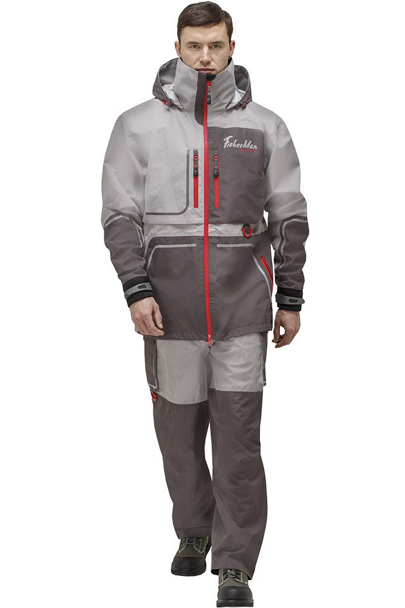 Куртка рыболовная мужская FisherMan Nova Tour Коаст Prime, цвет: серый, красный. 95937-55. Размер XL (54)