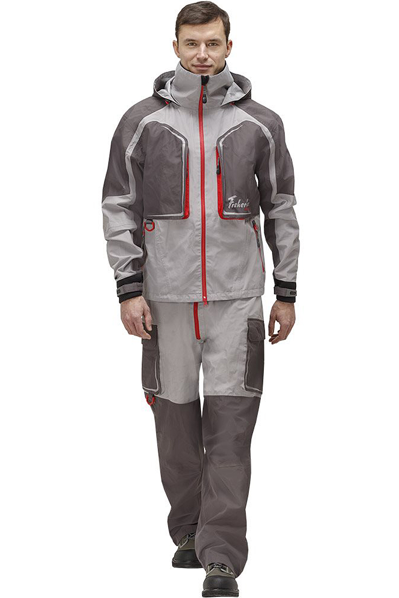 Куртка рыболовная мужская FisherMan Nova Tour Риф Prime, цвет: серый, красный. 95938-55. Размер XL (54)