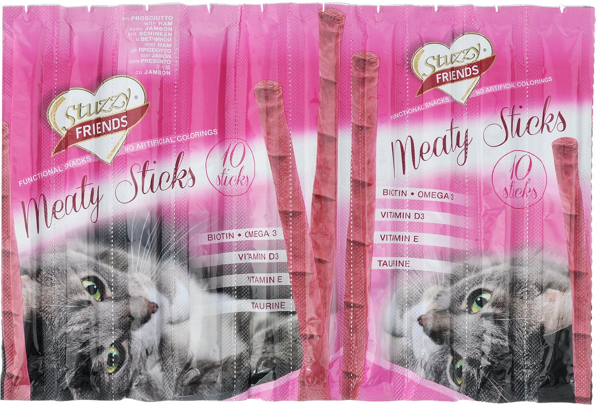 Лакомство для кошек Stuzzy Friends, палочки с ветчиной, 50 г, 10 шт132.C3620 Лакомство для кошек Stuzzy Friends, палочки с ветчиной, 50 г, 10 шт132.C3620Мясные палочки Stuzzy Friends - это вкусное и полезное лакомство для взрослых кошек. Лакомство обогащено таурином и витамином Е для поддержания правильной работы сердца и иммунной системы. Инулин обеспечивает всасывание питательных веществ, а биотин способствуют великолепному внешнему виду кожи и шерсти. Угощения - это лучшее поощрение и проявление любви к питомцу. Вкусные палочки с ветчиной понравятся вашим питомцам. Не содержат искусственных красителей. Товар сертифицирован.