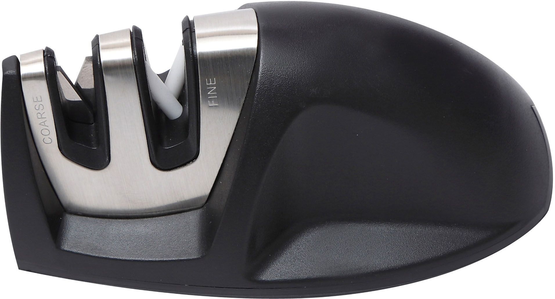 Ножеточка Bergner 3955 BG, настольная3955 BG Ножеточка Bergner 3955 BG, настольная3955 BGНожеточка Bergner 3955 BG всегда придет на выручку, если кухонные инструменты сильно затупятся. Точилка снабжена двумя отсеками: металлическая пластина – для грубой обработки, а белые керамические стержни – для тонкой доводки. Корпус из нержавеющей стали гарантируют отличную износоустойчивость. Прорезиненная нескользящая основа обеспечит хорошую фиксацию на столе. Эта компактная точилка отлично подходит для обработки всех типов ножей, кроме специфичных моделей с зубчатым лезвием.