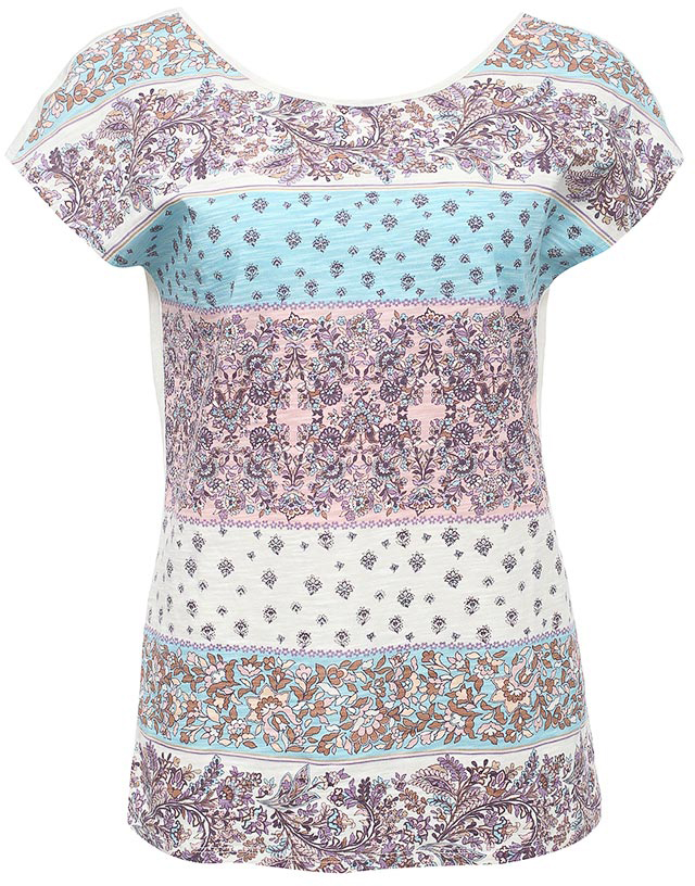 Футболка женская Sela, цвет: молочный. Ts-111/1239-7243. Размер M (46)Ts-111/1239-7243 Футболка женская Sela, цвет: молочный. Ts-111/1239-7243. Размер M (46)Ts-111/1239-7243Стильная женская футболка Sela станет отличным дополнением к гардеробу каждой модницы. Модель полуприлегающего силуэта с вырезом-лодочкой и короткими цельнокроеными рукавами изготовлена из качественного хлопкового материала и спереди оформлена оригинальным цветочным принтом. Однотонная спинка с глубоким вырезом дополнена двумя перекрещивающимися текстильными полосками. Воротник дополнен мягкой эластичной бейкой.Универсальный цвет позволяет сочетать модель с любой одеждой.