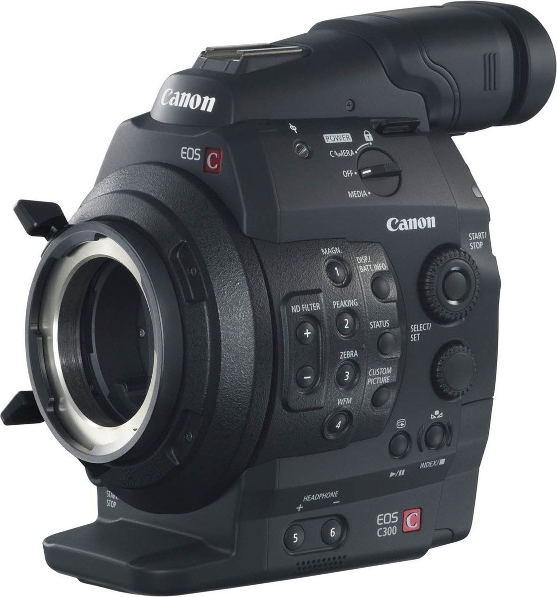 Canon EOS C300 PL цифровая кинокамераEOS-C300-PL Canon EOS C300 PL цифровая кинокамераEOS-C300-PLПрофессиональная камера Canon EOS C300 PL сочетает в себе надежную технологию видеосъемки и богатейший опыт в создании и использовании объективов с творческим подходом Canon. Сменные объективы дают ни с чем не сравнимую свободу для того, чтобы рассказать любую историю.Матрица CMOS Super 35-мм 8,3 МП, разработанная и произведенная компанией Canon специально для видеосъемки, позволяет осуществлять 3-цветную RGB обработку для записи в формате Full HD. Технология матрицы Canon позволяет создавать изображения в высоком разрешении, с низким уровнем шумов, с уменьшенной вероятностью возникновения дефекта запаздывания изображения (rolling shatter) и низким энергопотреблением. Она также дает обычные преимуществами большой матрицы, к которым относится красивая съемка с малой глубиной резкости.PL-крепление камеры EOS C300 отвечает стандартам, принятым в отрасли. Оно совместимо с множеством взаимозаменяемых объективов, уже используемых в профессиональном кинопроизводстве, а также с собственными объективами Canon. Три электронных встроенных ND-фильтра позволяют сделать съемку более разнообразной.Камера EOS C300 PL исключительно компактная, базовые компоненты для съемки весят всего 1869 г (без объектива). Возможность отсоединения ручки, рукоятки и поворотной панели управления обеспечивает максимальную маневренность. Ряд деталей корпуса с защитой от брызг выполнены из сплава магния для дополнительной прочности и надежности.Запись готовых для передачи материалов в виде файлов MPEG-2 MXF со скоростью 50 Мбит/с (4:2:2) на две карты памяти CF с возможностью использования функций эстафетной записи или одновременной записи на обе карты. Промышленные стандарты выхода включают HD-SDI, а также временной код, разъемы синхронизации Genlock и Synch для съемки на несколько камер одновременно.Широкие возможности индивидуальной настройки изображения включают встроенную функцию логарифмической кривой гамма Canon Log, позволяющую получать изображения нейтрального качества с широким динамическим диапазоном (800%) для максимальной свободы на послесъемочном этапе. Настройка более 90 переменных параметров изображения и сохранение пользовательских профилей изображения в камере или на SD-карте.Режимы PAL, NTSC и 24,00 кадра включены в виде стандартных, позволяя использовать частоту кадров от 23,98p до 59,94i. Настройка ускоренной и замедленной съемки с шагом в 1 кадр/с для большей свободы творчества.Беспроводное управление настройками с ноутбука, планшетного компьютера или смартфона с помощью простого пользовательского интерфейса на основе браузера. Управление NS-фильтрами, добавление отметок о съемке и загрузка метаданных на расстоянии.Безупречная интеграция в существующие рабочие процессы. Видеозаписи, снятые на EOS C300 PL, совместимы с большинством распространенных профессиональных программ NLE.Общее количество пикселей: 9,84 МпиксЧувствительность ISO: 320-20000Процессор: DIGIC DV IIIКрепление объектива: PLНоситель для хранения фотографий: карта памяти SD/SDHC