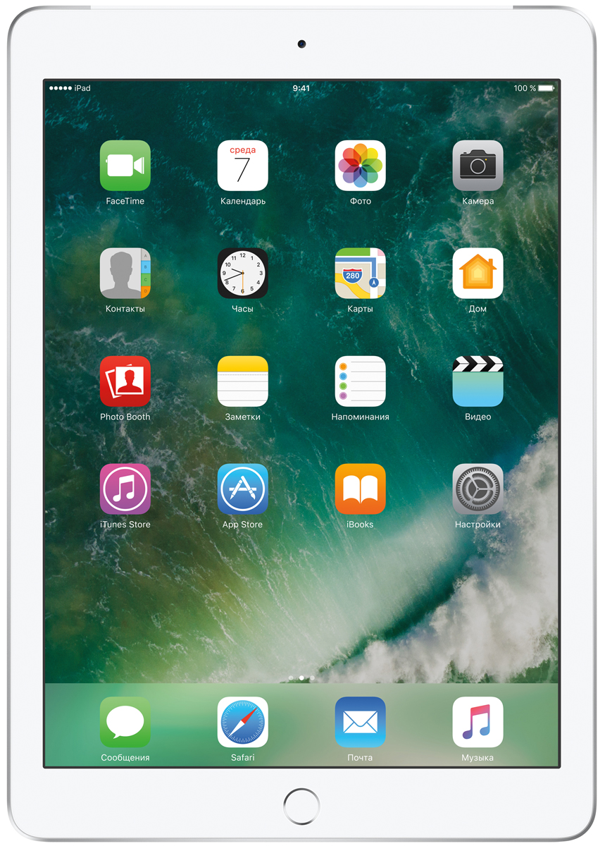 Apple iPad 9.7 Wi-Fi + Cellular 32GB, SilverMP1L2RU/A Apple iPad 9.7 Wi-Fi + Cellular 32GB, SilverMP1L2RU/AДелайте проекты, листайте сайты, играйте и учитесь. У iPad для этого есть великолепный дисплей, высокая производительность и приложения для ваших любимых занятий. Где хотите. Легко и волшебно.Фотографии, шоппинг, презентации — на ярком 9,7-дюймовом дисплее Retina всё выглядит живо, реалистично и невероятно детально.Производительность, необходимую для быстрой и плавной работы приложений, обеспечивает 64-битный процессор A9. Открывайте интерактивные обучающие приложения, играйте в игры со сложной графикой и пользуйтесь двумя приложениями одновременно. При этом ваше устройство будет работать без подзарядки до 10 часов.Все приложения для iPad создаются с учётом его размеров и производительности. И в App Store их очень много. Вы обязательно найдёте то, что вам нужно.Ваш отпечаток пальца — это идеальный пароль, который невозможно угадать или забыть. Технология Touch ID позволяет мгновенно разблокировать iPad и защитить личные данные в приложениях. Вы также можете использовать её для покупок через Apple Pay в приложениях и на cайтах.Снимать фото и видео на iPad проще простого. Его 8-мегапиксельная камера позволяет делать чёткие и яркие фотографии и записывать HD-видео 1080p, которые затем можно отредактировать прямо на iPad с помощью Фото, iMovie или вашего любимого приложения из App Store. А фронтальная HD-камера FaceTime идеальна для видеозвонков и селфи.iPad идеально взаимодействует с другими устройствами. Вы можете начать письмо на iPhone и закончить его на iPad. Или скопировать картинку, видео и текст на iPad, а затем вставить их на Mac. А для моментальной передачи файлов между устройствами по беспроводной сети удобно пользоваться функцией AirDrop.iPad создан для жизни онлайн. Куда бы вы ни отправились, высокоскоростной стандарт Wi-Fi 802.11ac обеспечит пропускную способность до 866 Мбит/с. Модели Wi-Fi + Cellular работают с 4G LTE во всём мире. А с картой Apple SIM можно легко подключаться к беспроводным сетям более чем в 140 странах и регионах — прямо с вашего устройства.Планшет сертифицирован EAC и имеет русифицированный интерфейс, меню и Руководство пользователя.