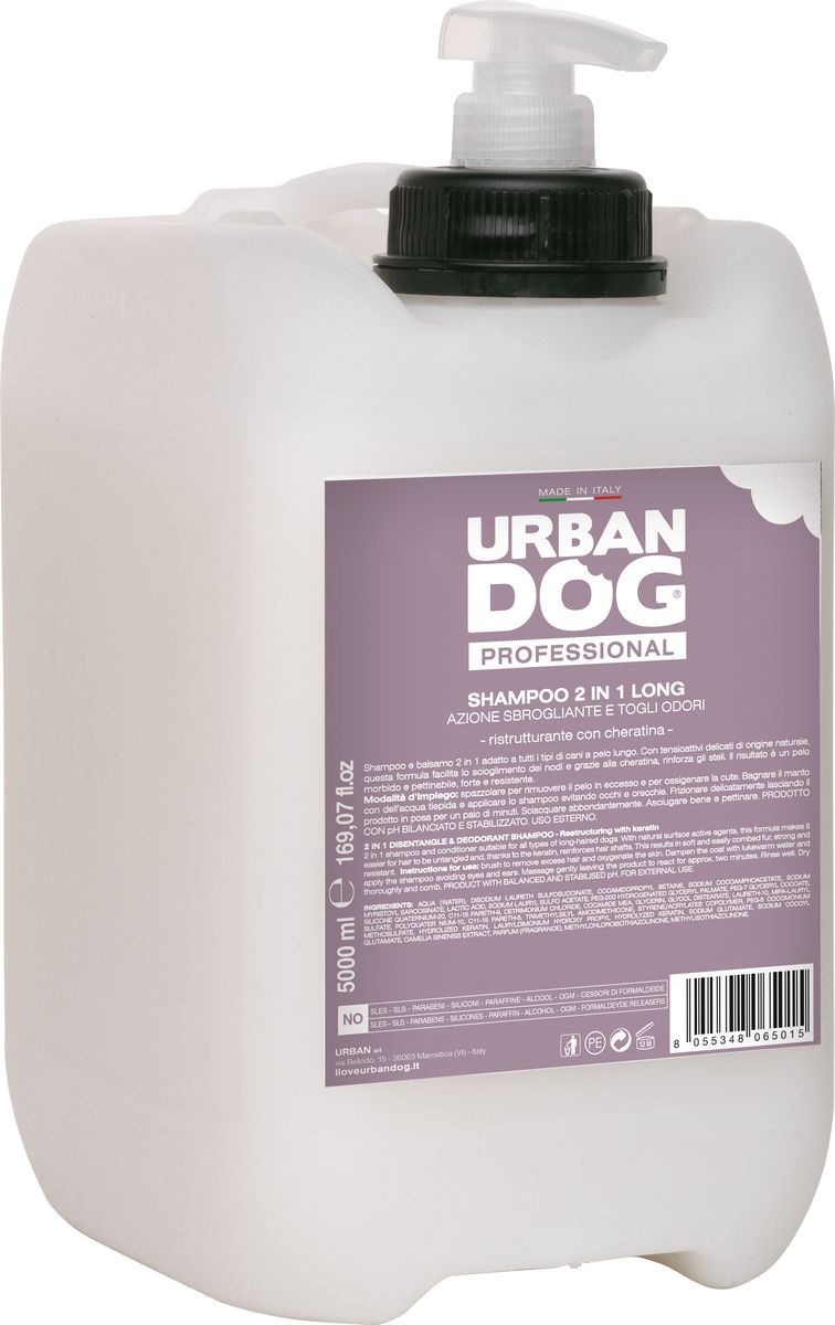 Шампунь для собак Urban Dog, для длинношерстных пород, распутывающий и удаляющий неприятный запах, 5 лUS201TL Шампунь для собак Urban Dog, для длинношерстных пород, распутывающий и удаляющий неприятный запах, 5 лUS201TLШампунь 2 в 1 Urban Dog для длинной шерсти. Благодаря деликатным поверхностно-активным веществаместественного происхождения данная формулаоблегчает распутывание колтунов,а кератин укрепляетволосяные стержни. В результате шерсть становится мягкойи хорошо расчесывается, получает силу и стойкость.