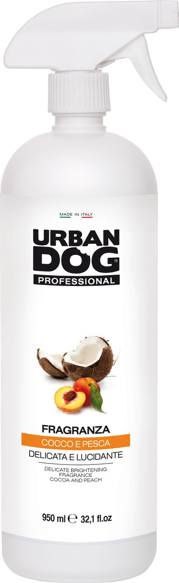 Ароматизатор Urban Dog для собак короткошерстных пород, кокос и персик, 950 млUD2005F1LS Ароматизатор Urban Dog для собак короткошерстных пород, кокос и персик, 950 млUD2005F1LSНежный и дезодорирующий аромат, который не нарушает естественную регуляцию сальных желез и обоняние собаки. Отлично подходит в качестве средства для придания блеска шерсти. Применение: нанести ароматизатор, избегая попадания в глаза и уши. Расчесать и при необходимости просушить.