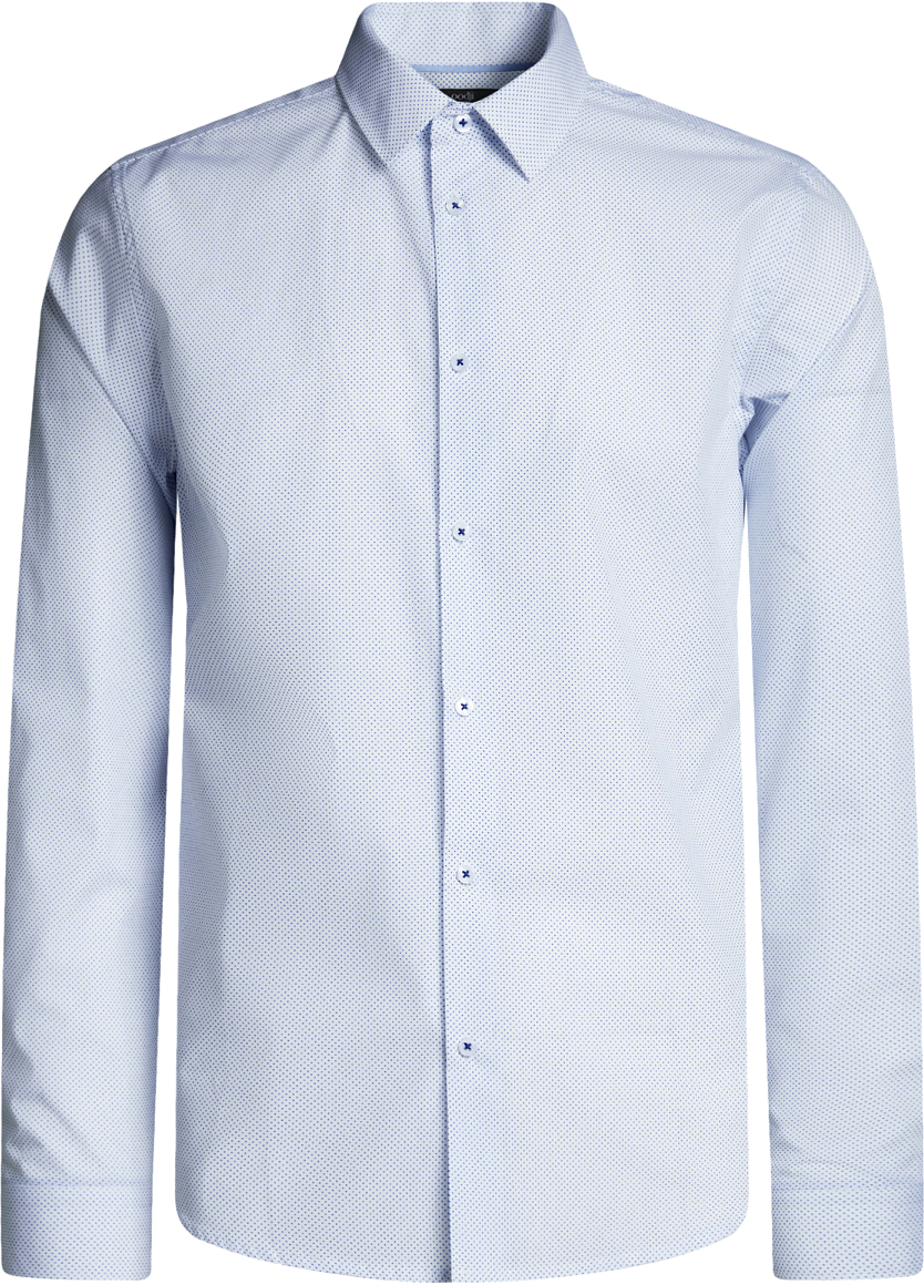 Рубашка мужская oodji Lab, цвет: белый, синий. 3L110248M/44425N/1075D. Размер 44 (56-182)