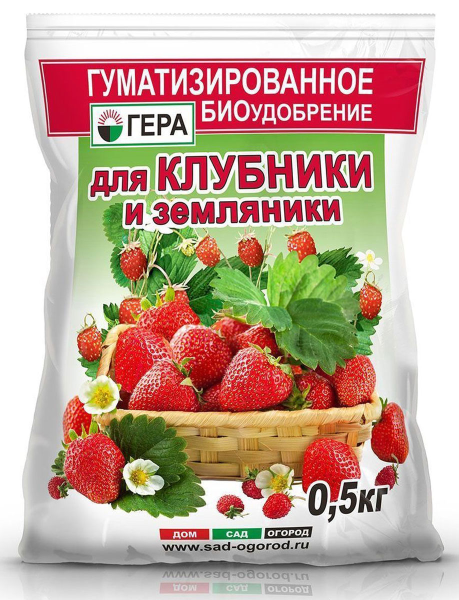 Удобрение Гера Для клубники, 0,5 кг5007 Удобрение Гера Для клубники, 0,5 кг5007Смешанное удобрение Гера Для клубники подходит для основного внесения и подкормки клубники и садовой земляники на всех видах почв. Не содержит хлора и нитратного азота.Содержит полный сбалансированный набор элементов питания, необходимых для нормального роста и развития растений. Стимулирует развитие плодов, улучшает вкусовые качества. Введение гумата увеличивает рост наземной и корневой части растений, повышает устойчивость растений к неблагоприятным воздействиям среды, болезням и вредителям, а также позволяет повысить эффективность усвоения минеральных компонентов удобрения за счет перевода их в более доступную для растений форму.Товар сертифицирован.
