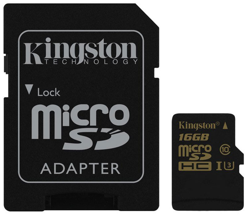 Kingston microSDHC Gold UHS-I Speed Class 3 (U3) 16GB карта памяти с адаптером energizer microsdhc class10 uhs i 16gb карта памяти с адаптером