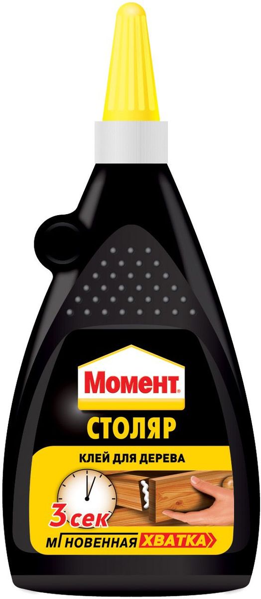 Клей для дерева Момент Мгновенная хватка, 200 г1537892 Клей для дерева Момент Мгновенная хватка, 200 г1537892Универсальный влагостойкий клей Момент Мгновенная хватка для всех пород дерева на основе акриловой водной дисперсии в удобной упаковке. Обладает высокой начальной силой, схватывает за 10 секунд.Клей позволяет производить очень быстрый ремонт. Не требует дополнительной фиксации. Окончательная сила склеивания достигается через 24 часа.Удобная упаковка обеспечивает возможность быстрого выхода клея.