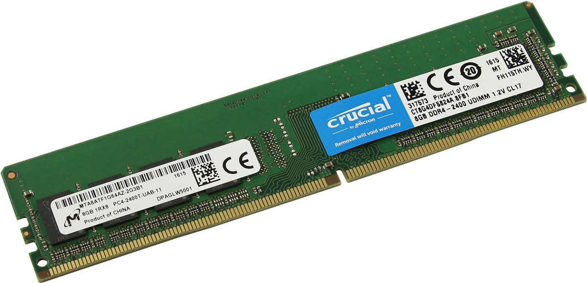 Crucial Single Rank DDR4 8GB 2400МГц модуль оперативной памятиCT8G4DFS824A Crucial Single Rank DDR4 8GB 2400МГц модуль оперативной памятиCT8G4DFS824AПри производстве оперативной памяти Crucial CT8G4DFS824A использовались только передовые технологи, с использованием качественных и прочных материалов, которые после установки в системный блок позволят компьютеру работать быстро, плавно, без зависаний. DDR4 обеспечивает повышенную производительность, увеличенную емкость DIMM, улучшенную целостность данных и пониженное энергопотребление. Мощная начинка способна работать с частотой 2400 МГц, а пропускная способность достигает 19200 Мб/с. Объем памяти составляет - 8 гигабайт. Отличные характеристики, которые смогут удовлетворить потребности большинства пользователей.