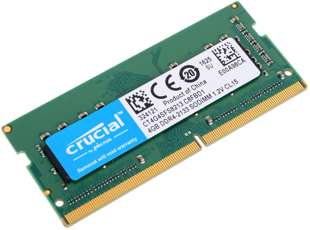 Crucial SODIMM DDR4 4GB 2133МГц модуль оперативной памятиCT4G4SFS8213 Crucial SODIMM DDR4 4GB 2133МГц модуль оперативной памятиCT4G4SFS8213Модуль оперативной памяти для ноутбуков Crucial CT4G4SFS8213 обеспечивает увеличенную рабочую частоту при сниженном тепловыделении и экономном энергопотреблении. Напряжение питания при работе составляет 1,2 В. При производстве оперативной памяти использовались только передовые технологи, с использованием качественных и прочных материалов, которые после установки позволят ноутбуку работать быстро, плавно, без зависаний. Мощная начинка способна работать с частотой 2133 МГц, а пропускная способность достигает 17000 Мб/с. Объем памяти составляет - 4 гигабайта. Отличные характеристики, которые смогут удовлетворить потребности большинства пользователей.