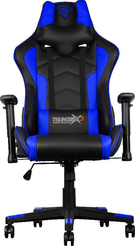 ThunderX3 TX3-22, Black Blue профессиональное геймерское креслоTX3-22BB ThunderX3 TX3-22, Black Blue профессиональное геймерское креслоTX3-22BBПрочная металлическая основа.Мягкий кожзам.Тип механизма бабочка.Пневматическая регулировка высоты сиденья.Угол раскачивания 3° - 18°.60 мм нейлоновые колесики.Регулируемый подголовник.Подушка под шею.Регулирование положение сиденья с фиксацией.Угол наклона спинки 3° - 18°.