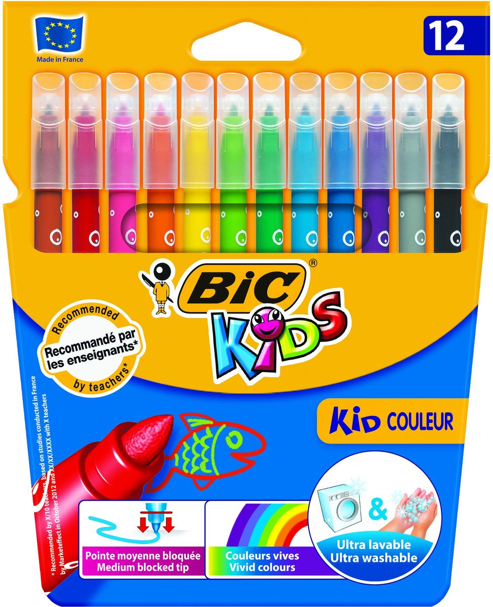 Bic Фломастеры Kid Couleur смываемые 12 цветов - Письменные принадлежности - Фломастеры Bic Фломастеры Kid Couleur смываемые 12 цветов - Письменные принадлежности - Фломастеры