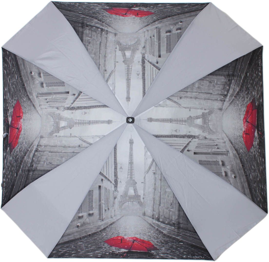 Зонт женский Flioraj, автомат, 3 сложения, цвет: серый. 170101 FJ