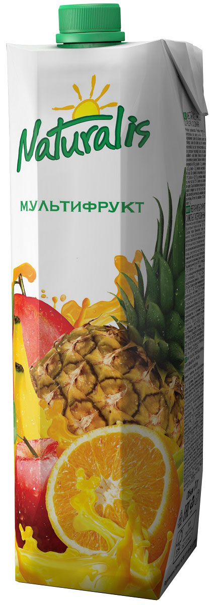 Naturalis нектар мультифрукт с мякотью, 1 лВГС_108 Naturalis нектар мультифрукт с мякотью, 1 лВГС_108Мультифрукт – это сочетание соков из различных вкуснейших экзотических фруктов. Чаще всего наилучшие вкусовые сочетания находят в комбинации апельсинов, манго и банана. Но в составе сока Naturalis Мультифрукт количество фруктов еще больше: абрикос, ананас, яблоко. Naturalis Мультифрукт – это неповторимый вкус благодаря очень интересной и неповторимой комбинации фруктов.