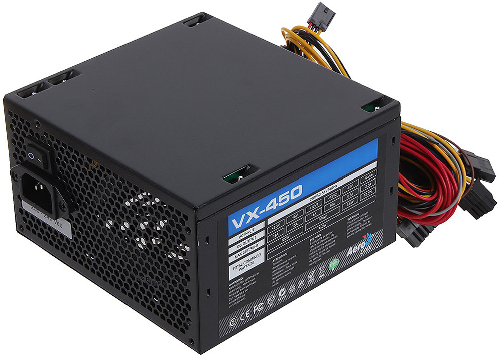 Aerocool VX-450W блок питания для компьютера4713105953558 Aerocool VX-450W блок питания для компьютера4713105953558Aerocool VX-450W - это эффективный, надёжный и недорогой блок питания с низким уровнем шумов и помех.Блоки питания линейки VX – самые доступные в ассортименте Aerocool и предназначены для систем начального уровня. Они собраны извысококачественных компонентов и обеспечивают стабильное инадёжное питание для всего системного блока.Хотя устройства линейки VX предназначены для сборки системначального уровня, Aerocool снабдила их всем необходимым. БП VX работает без шумов и помех, защищён от перепадов напряжения в сети и оборудован 12-см вентилятором с умным управлением скоростью вращения.