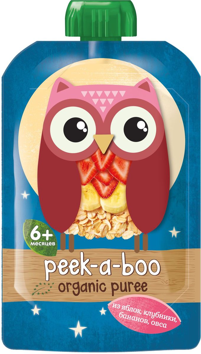 Peek-a-boo пюре органическое яблоко, банан, клубника, с овсяной мукой, с 6 месяцев, 113 г090015 Peek-a-boo пюре органическое яблоко, банан, клубника, с овсяной мукой, с 6 месяцев, 113 г090015Peek-a-boo - безопасное питание. Технология organic обеспечивает максимальную чистоту продуктов – без химических соединений и ГМО. Стандартами organic полностью запрещены искусственные консерванты, красители, улучшители вкуса, подсластители, ароматизаторы, искусственная минерализация и витаминизация. Процесс organic обеспечивает максимальную сохранность пищевой ценности - полноценных белков, сложных углеводов, витаминов, микроэлементов, клетчатки.