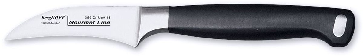 Нож для очистки BergHOFF Gourmet, длина лезвия 7 см1399508 Нож для очистки BergHOFF Gourmet, длина лезвия 7 см1399508Нож для очистки BergHOFF Gourmet выполнен из кованной высококачественной хром-молибден-ванадиевой стали (Х50CrMovV15), устойчив к пятнам, коррозии. Эргономичная нескользящая ручка доставляет комфорт и безопасность захвата. Тяжелая кованая шейка обеспечивает идеальный баланс и безопасность для рук.Нож используется для чистки овощей и фруктов. Также применяется для отделения костей в птице или рыбе.Нож для очистки BergHOFF Gourmet предоставит вам все необходимые возможности в успешном приготовлении пищи и порадует вас своими результатами. Рекомендуется мыть вручную. Общая длина ножа: 17 см. Длина лезвия: 7 см.