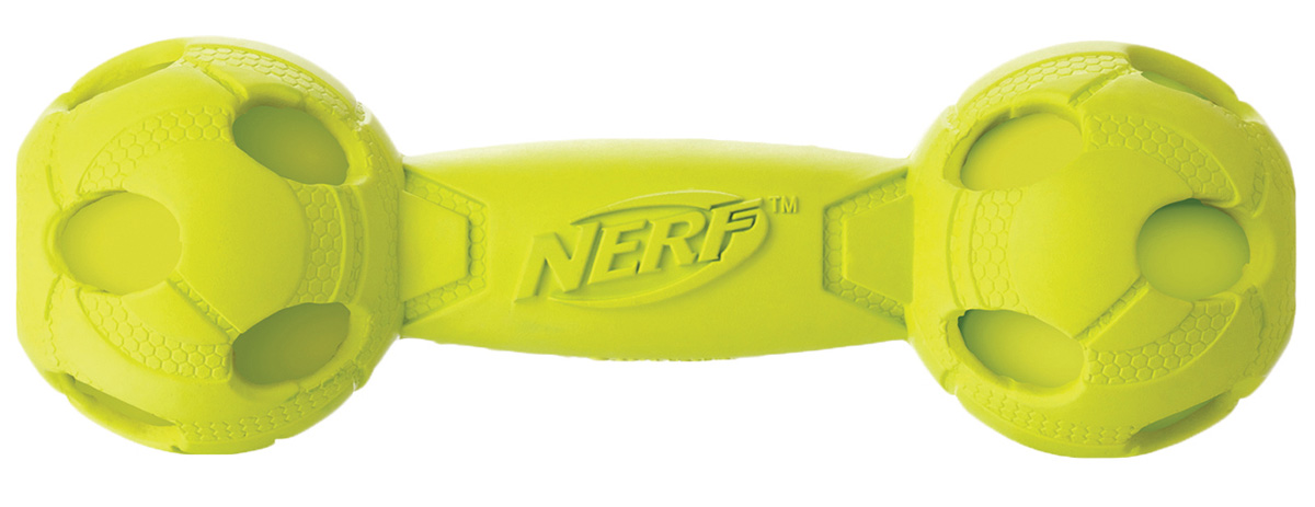 Игрушка для собак Nerf Гантель, с пищалкой, цвет: желтый, 17,5 см22255 Игрушка для собак Nerf Гантель, с пищалкой, цвет: желтый, 17,5 см22255Гантель Nerf выполнена из сверхпрочной резины. Она подходит для собак с самой мощной челюстью.Оптимальна для игры с собакой и отработки команды Апорт.Высококачественные прочные материалы, из которых изготовлена игрушка, обеспечивают долговечность использования.Звук мяча дополнительно увлекает собаку игрой.Яркие привлекательные цвета привлекут внимание.Размер: 17,5 см.