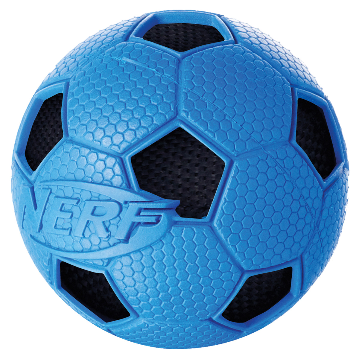 Игрушка для собак Nerf Мяч футбольный, цвет: голубой, черный, диаметр 7,5 см22323 Игрушка для собак Nerf Мяч футбольный, цвет: голубой, черный, диаметр 7,5 см22323Мяч Nerf с рельефным рисунком и нейлоновым хрустящим мячом внутри.Высококачественные прочные материалы, из которых изготовлена игрушка, обеспечивают долговечность использования.Звук мяча дополнительно увлекает собаку игрой.Размер M: 7,5 см.